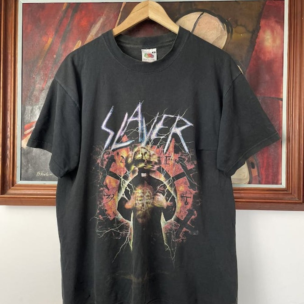 Vintage Slayer Band Tour Tee Washed Distressed Death Y2k 90s